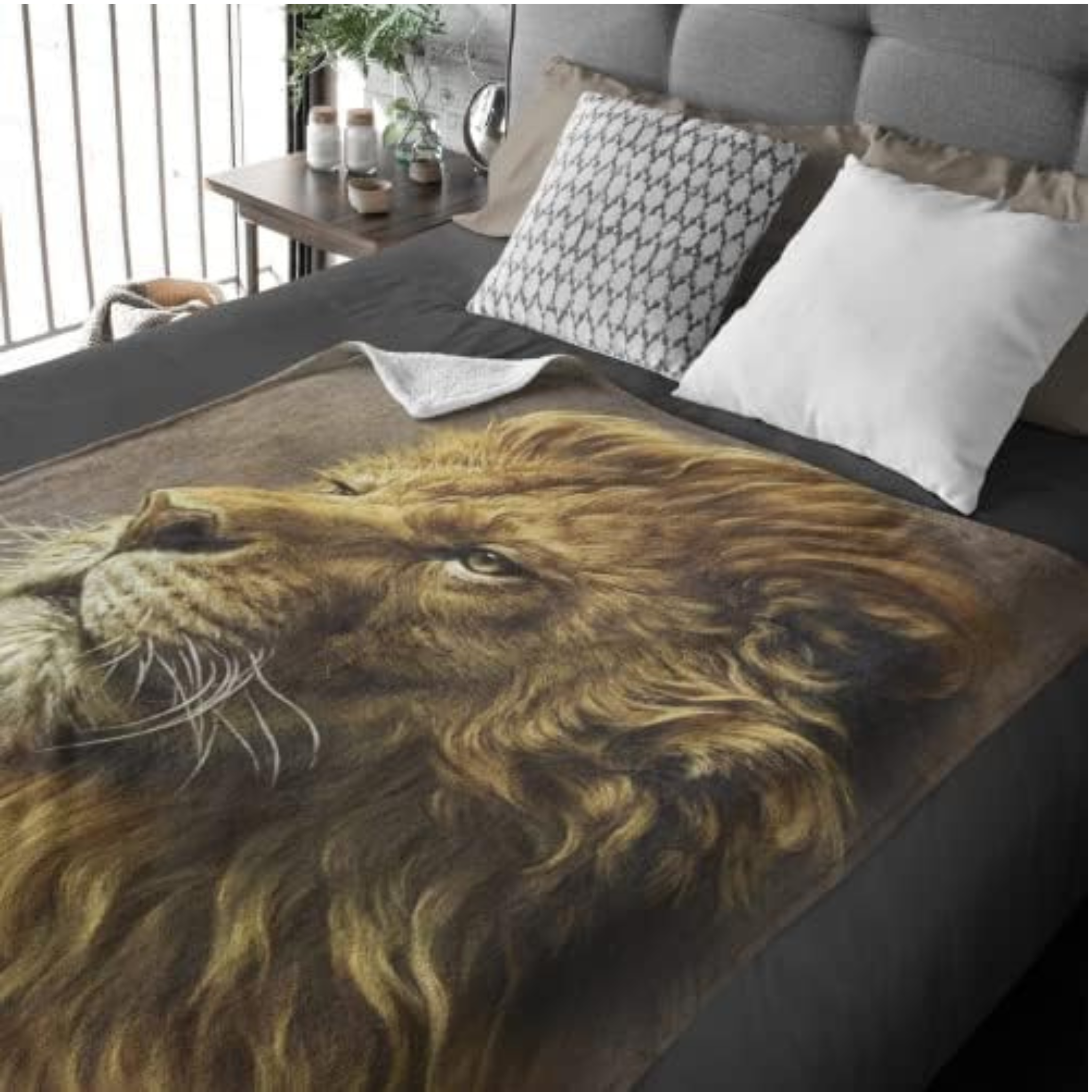 Dawhud Direct Lion Fleece Blanket for Bed (50" x 60")