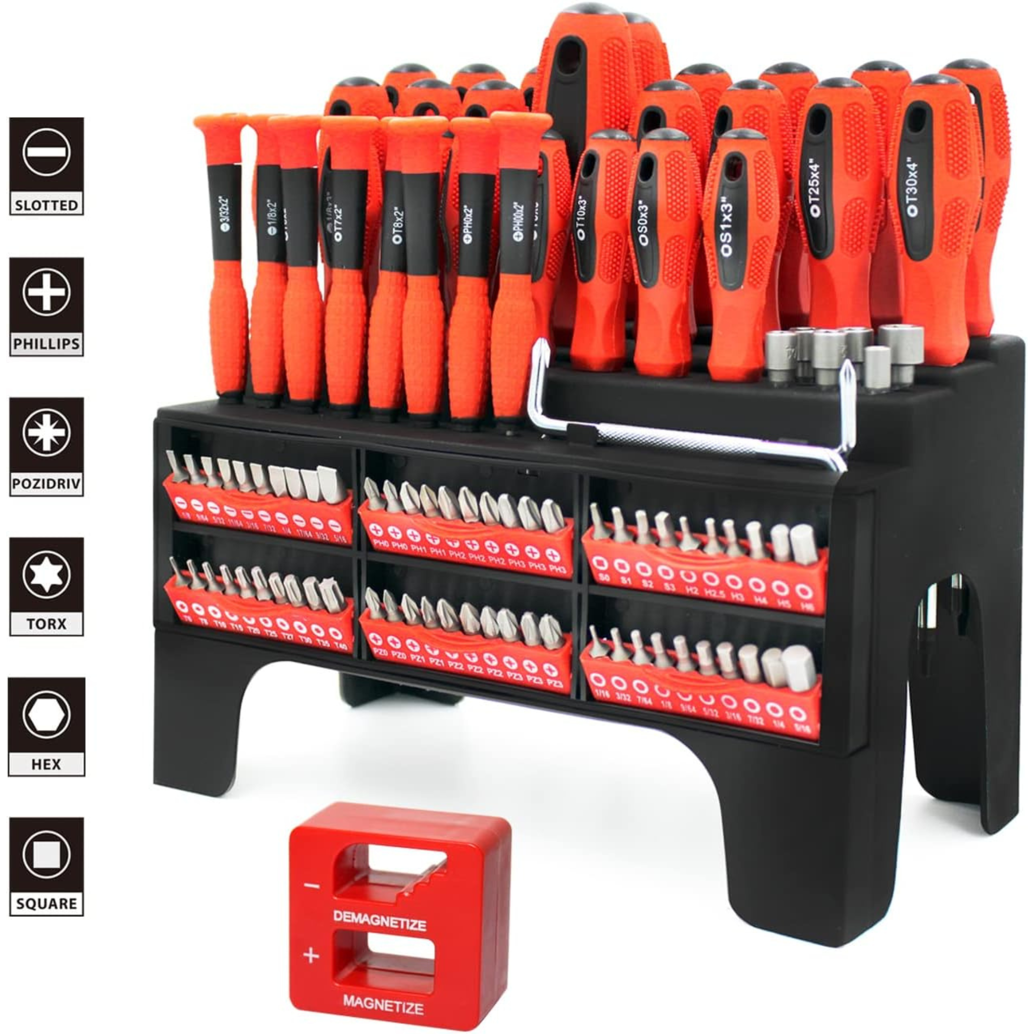 101-Piece Magnetic Screwdriver Set with Organizer Rack