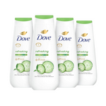 4 Bottles of Dove Body Wash Refreshing Cucumber & Green Tea Skin Cleanser