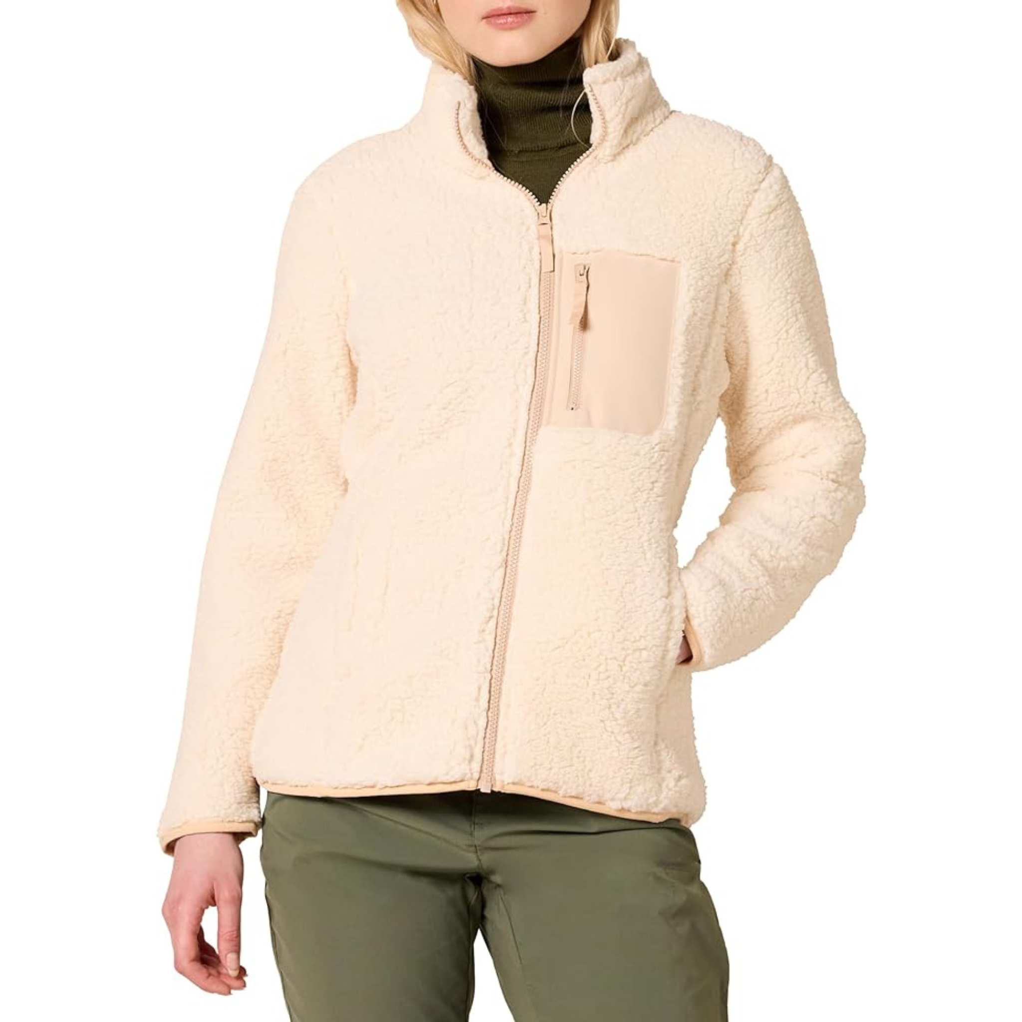 Amazon Essentials Women’s Sherpa Long-Sleeve Mock Neck Full-Zip Jacket