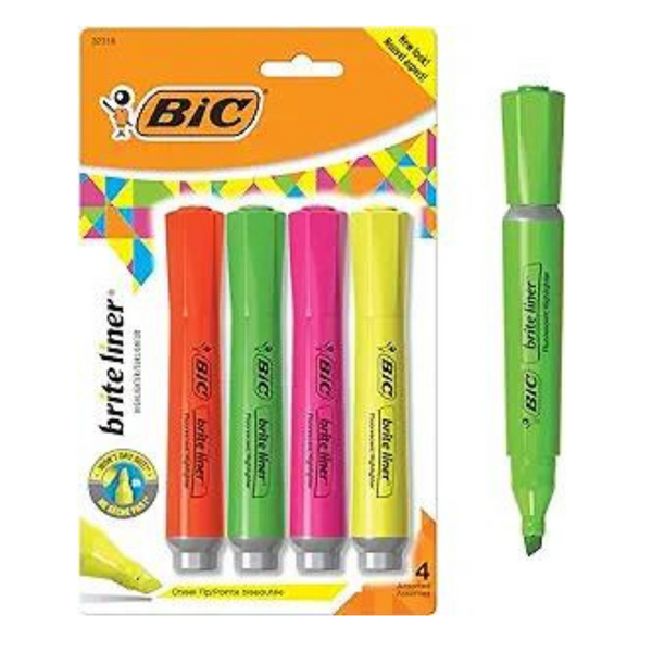 BIC Brite Liner Highlighters, Pack of 4