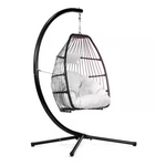 Barton Wicker Egg-Shaped Patio Swing Chair with Cushion