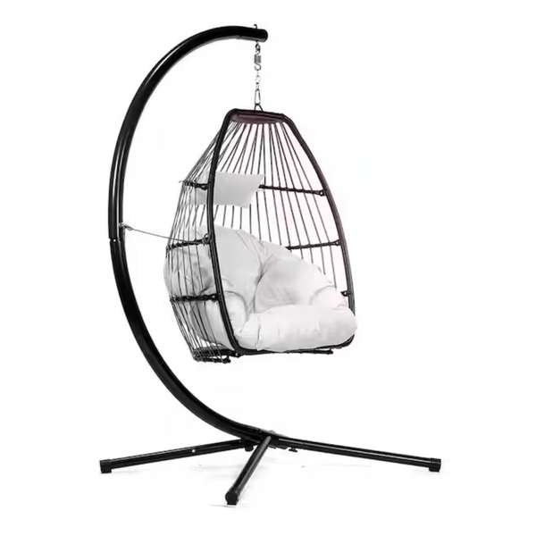 Barton Wicker Egg-Shaped Patio Swing Chair with Cushion