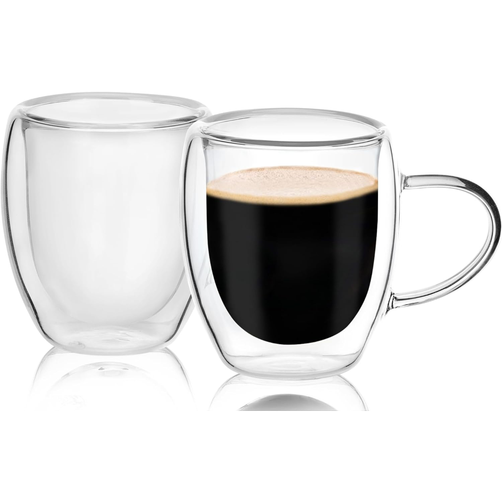 2 Pack Double Walled Glass Mugs