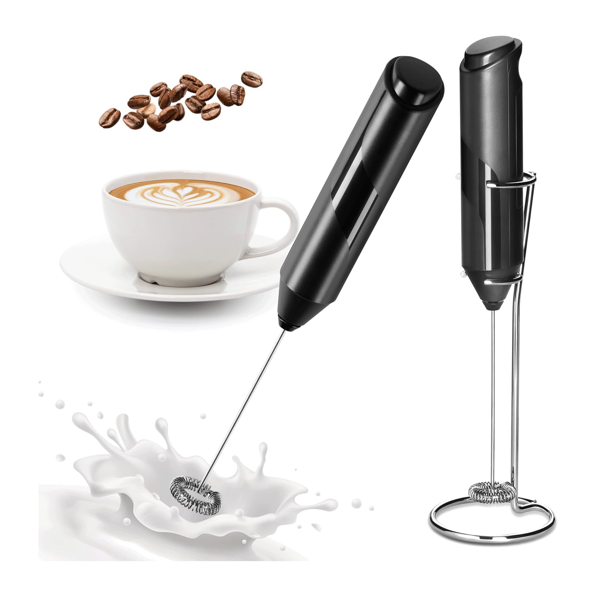 Set Of 2 Handheld Electric Milk Frothers