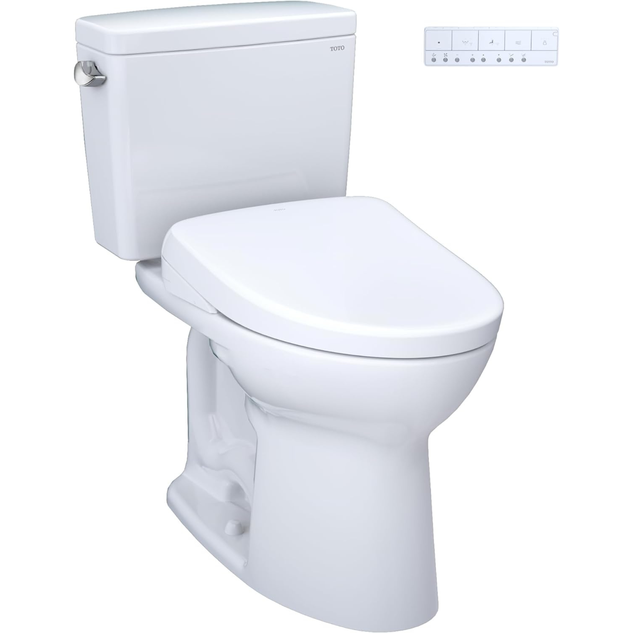 TOTO Drake Washlet + Two-Piece Elongated Tornado Flush Toilet With S7 Contemporary Bidet Seat
