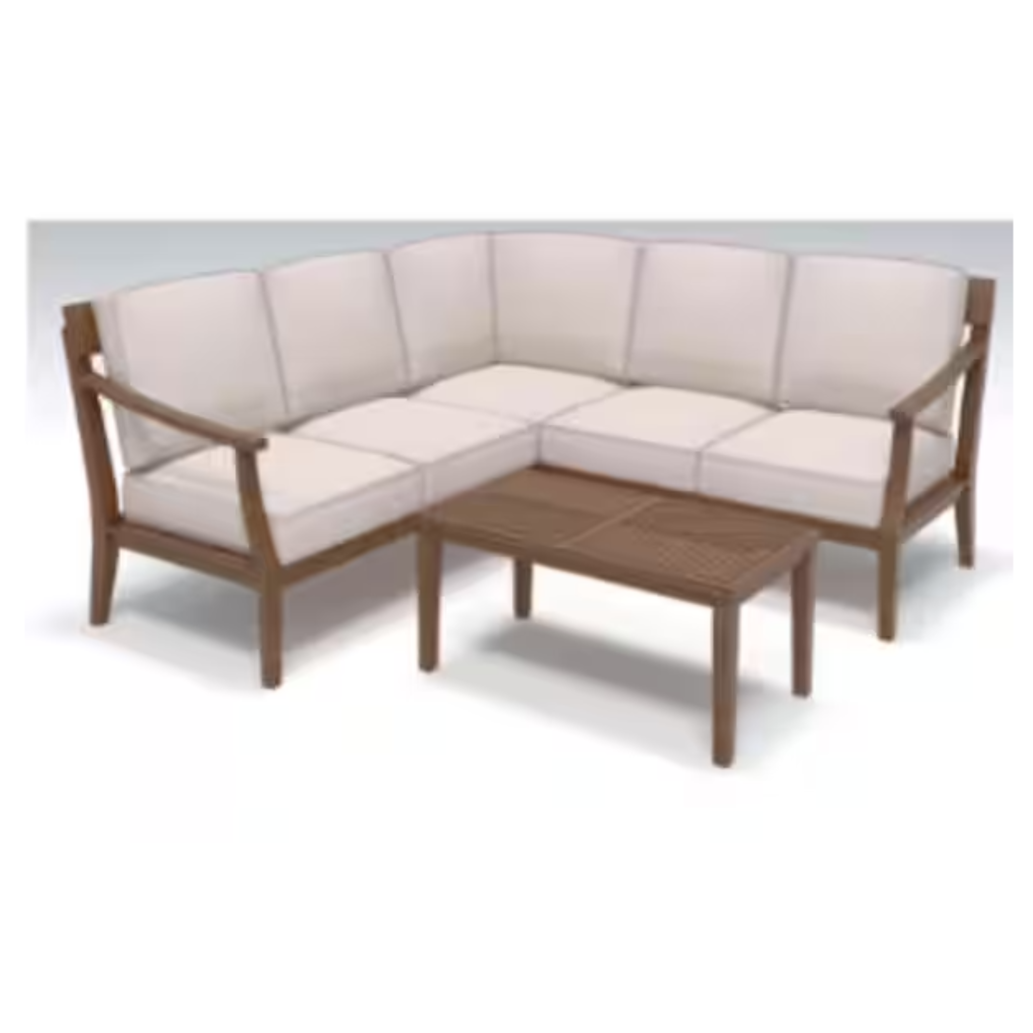 Woodford Eucalyptus Outdoor Corner Chair with CushionGuard Bright White Cushions