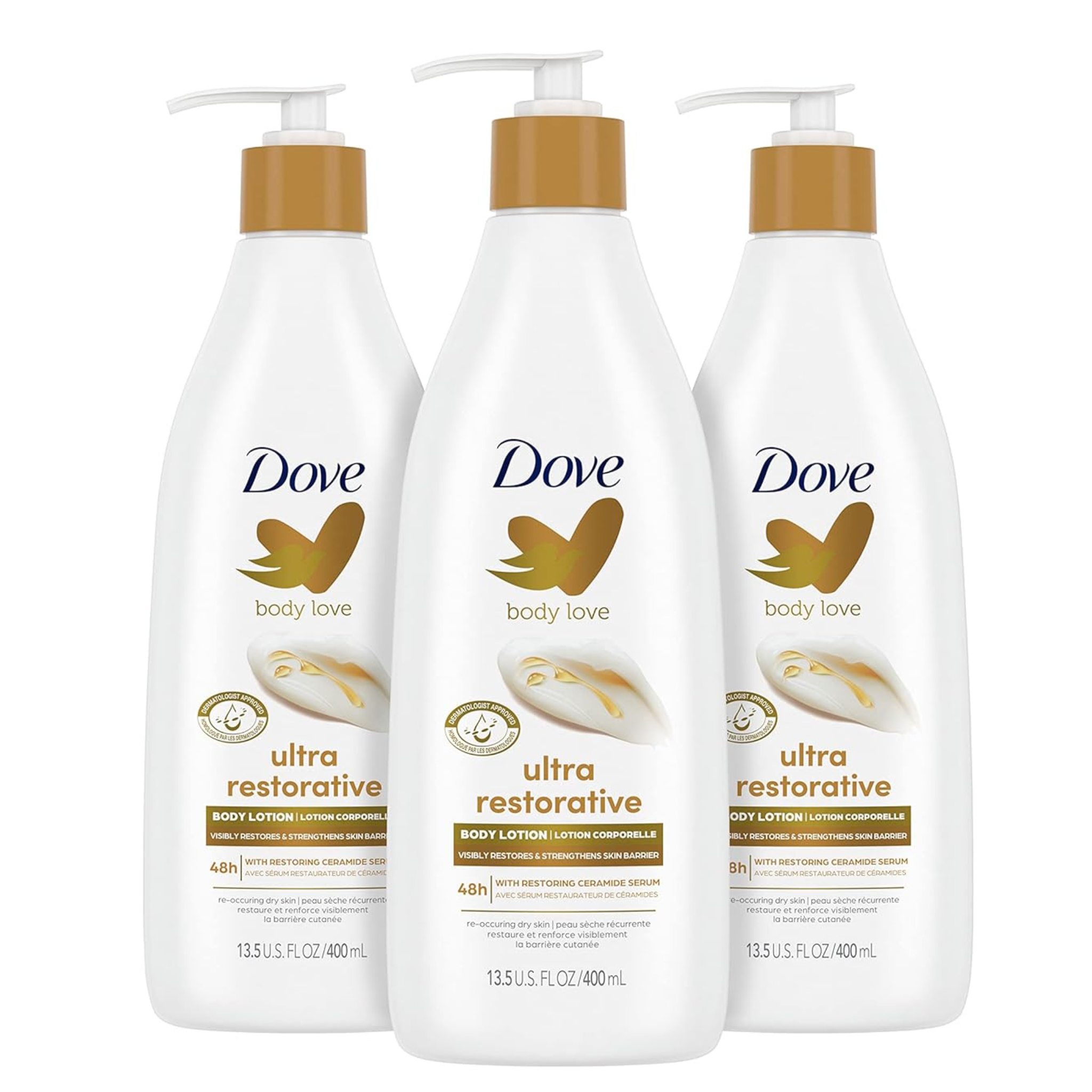Pack of 3 Dove Body Love Body Lotion Restoring Care