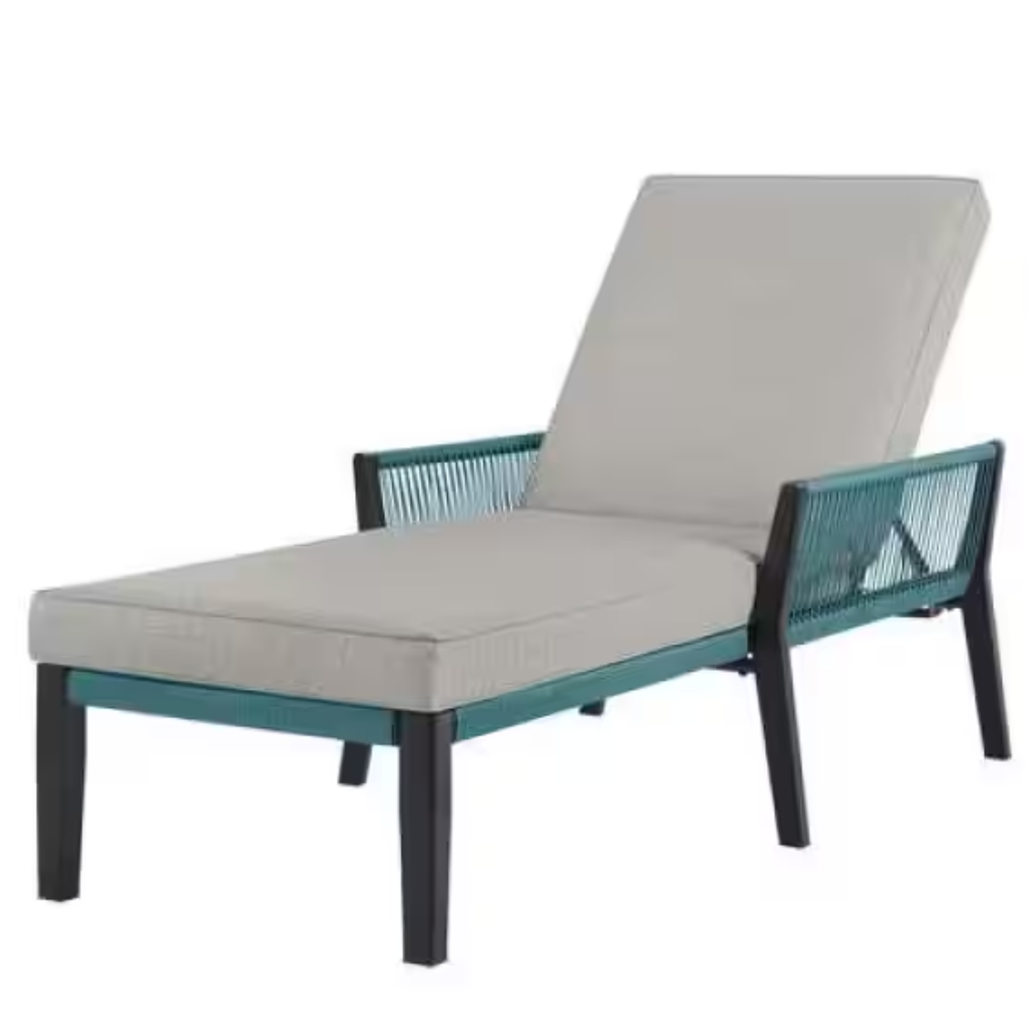 Hampton Bay Heather Glen Metal Outdoor Lounge Chair with CushionGuard Stone Grey Cushions