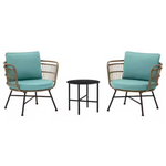 3-Piece Stylewell Shiloh Valley Black Steel Outdoor Bistro Set w/ Aloe Cushions