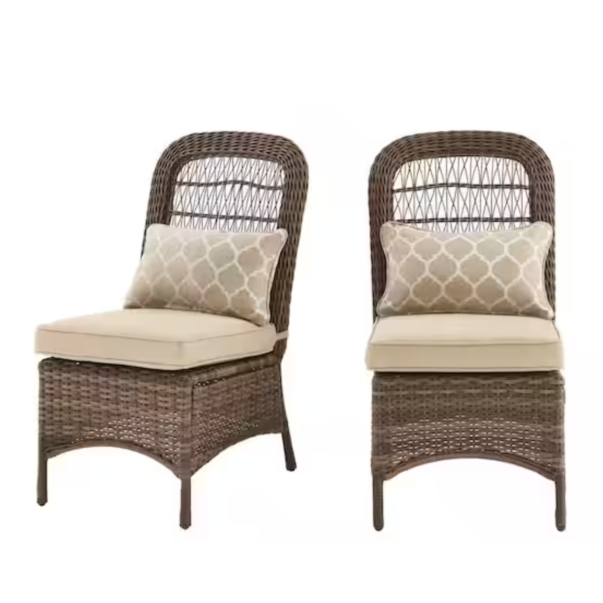 2-Pack Hampton Bay Beacon Park Brown Wicker Outdoor Patio Armless Dining Chairs