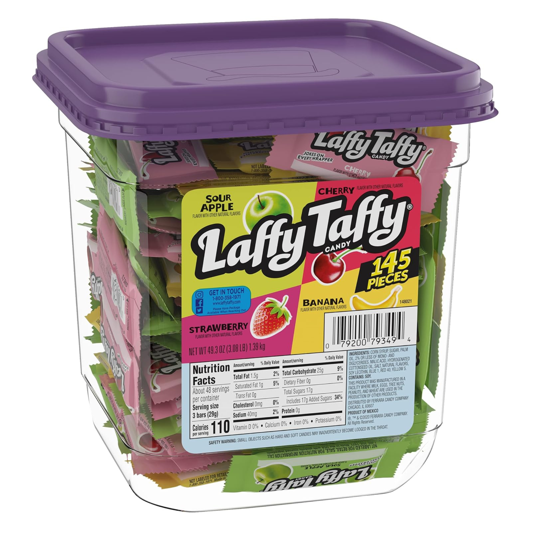 145-Pc Laffy Taffy Assorted Candy Jar