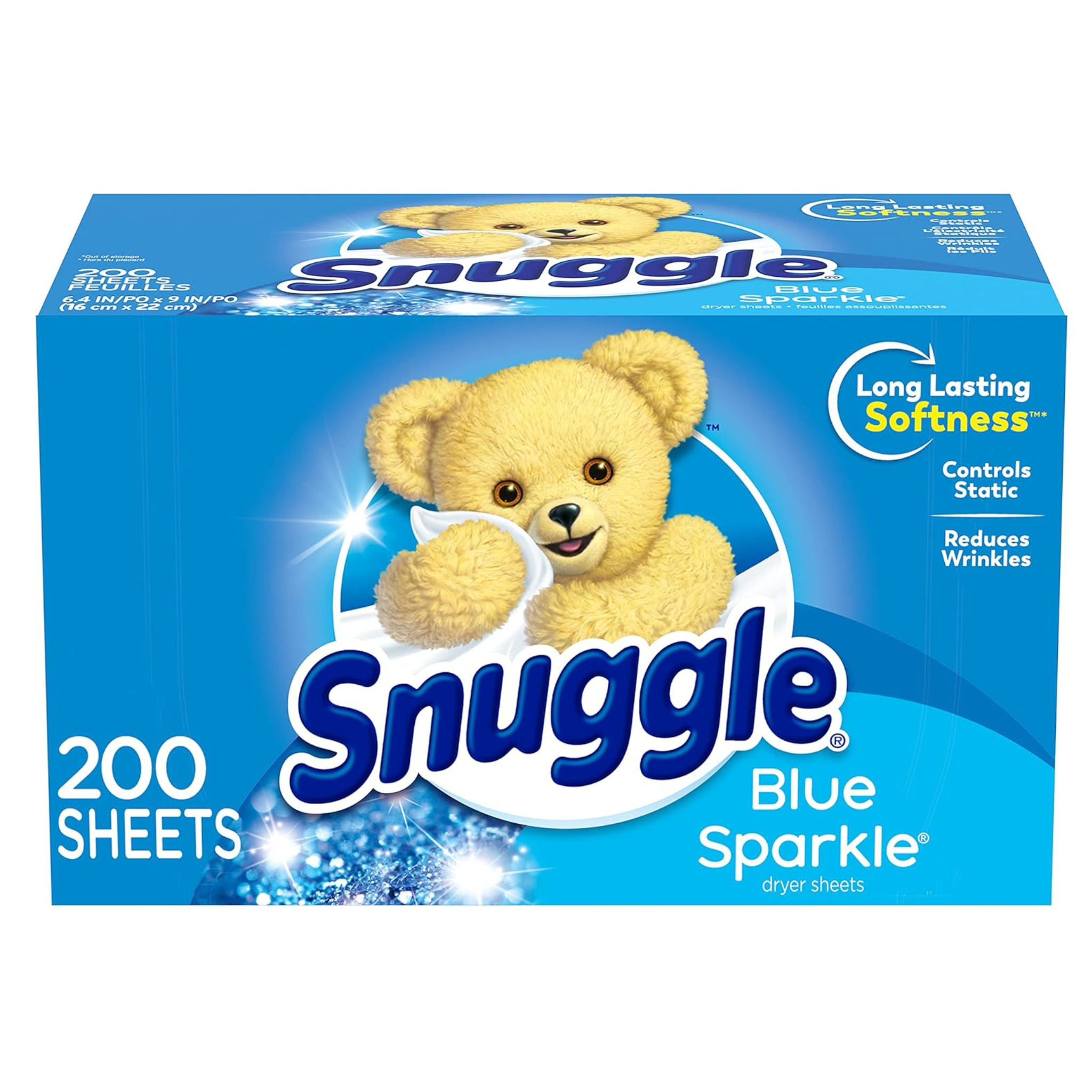 200 Count Snuggle Fabric Softener Dryer Sheets, Blue Sparkle