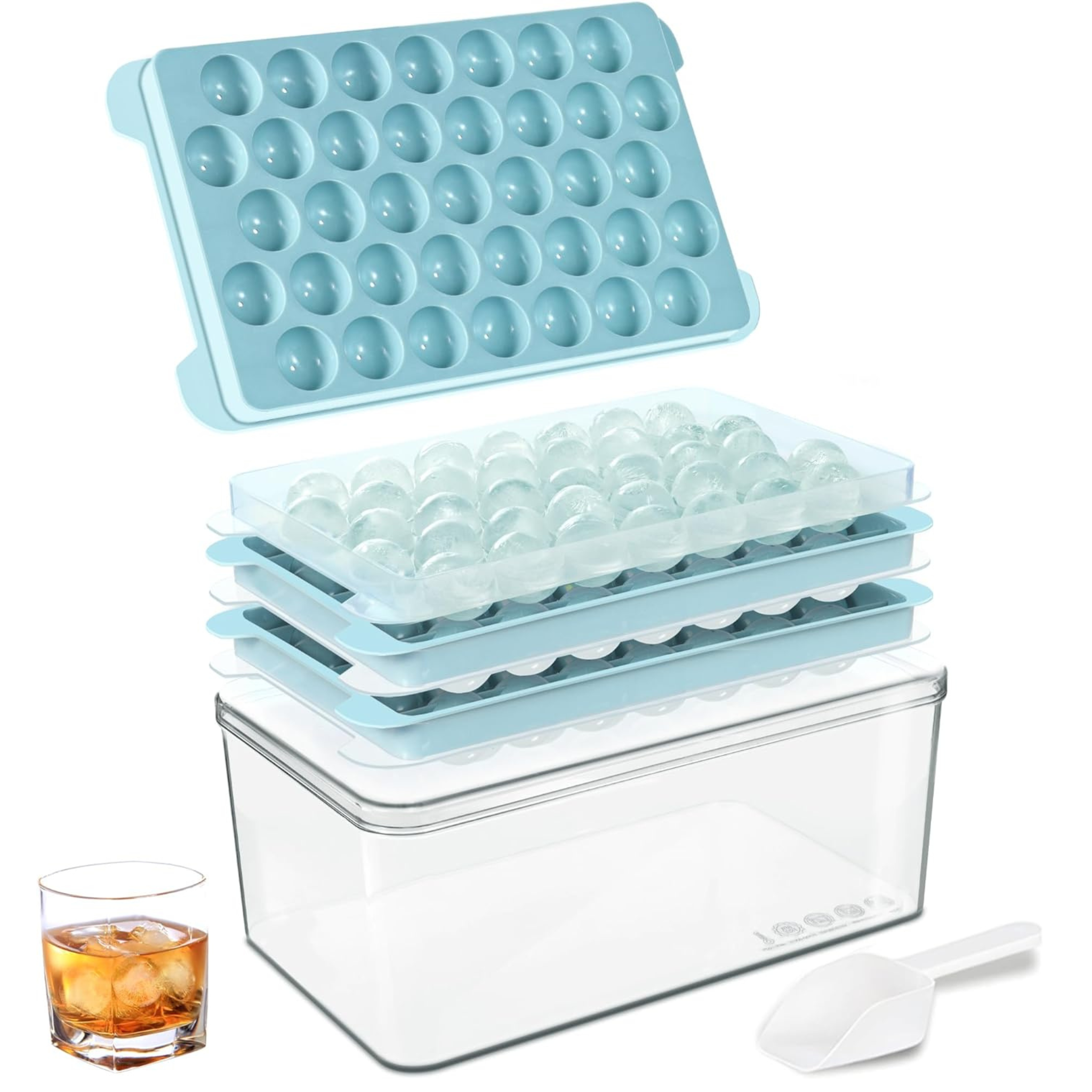 3-Ct Ice Ball Maker Trays With Bin & Lid