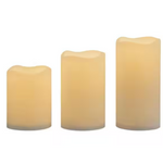 3-Piece Set of Hampton Bay Ivory LED Candles w/ Soft Glow Flicker