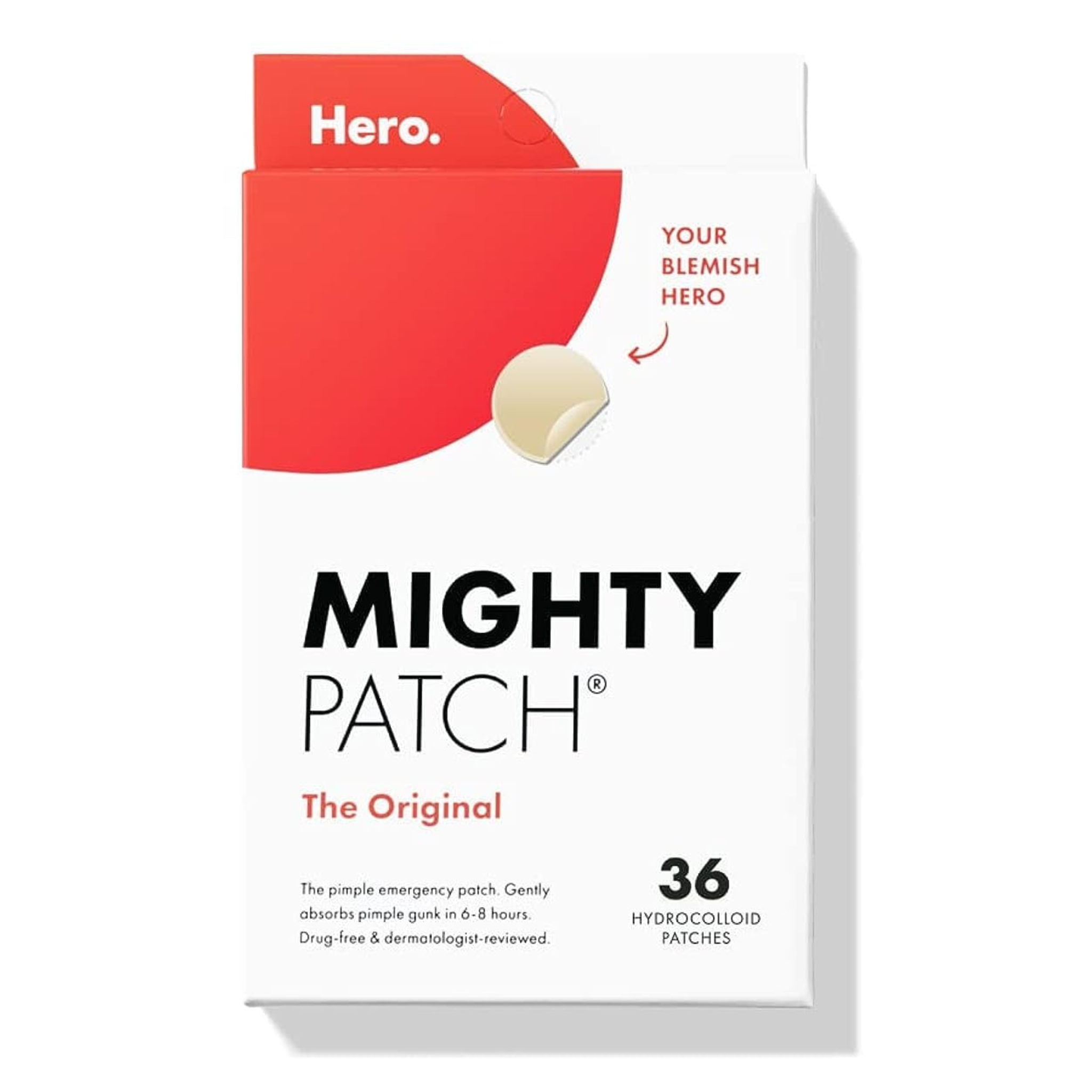 Hero Cosmetics Mighty Patch™️ Original Patch – Hydrocolloid Acne Pimple Patch (36 Count)