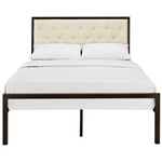 Mia Upholstered Tufted Platform Bed with Metal Slat Support