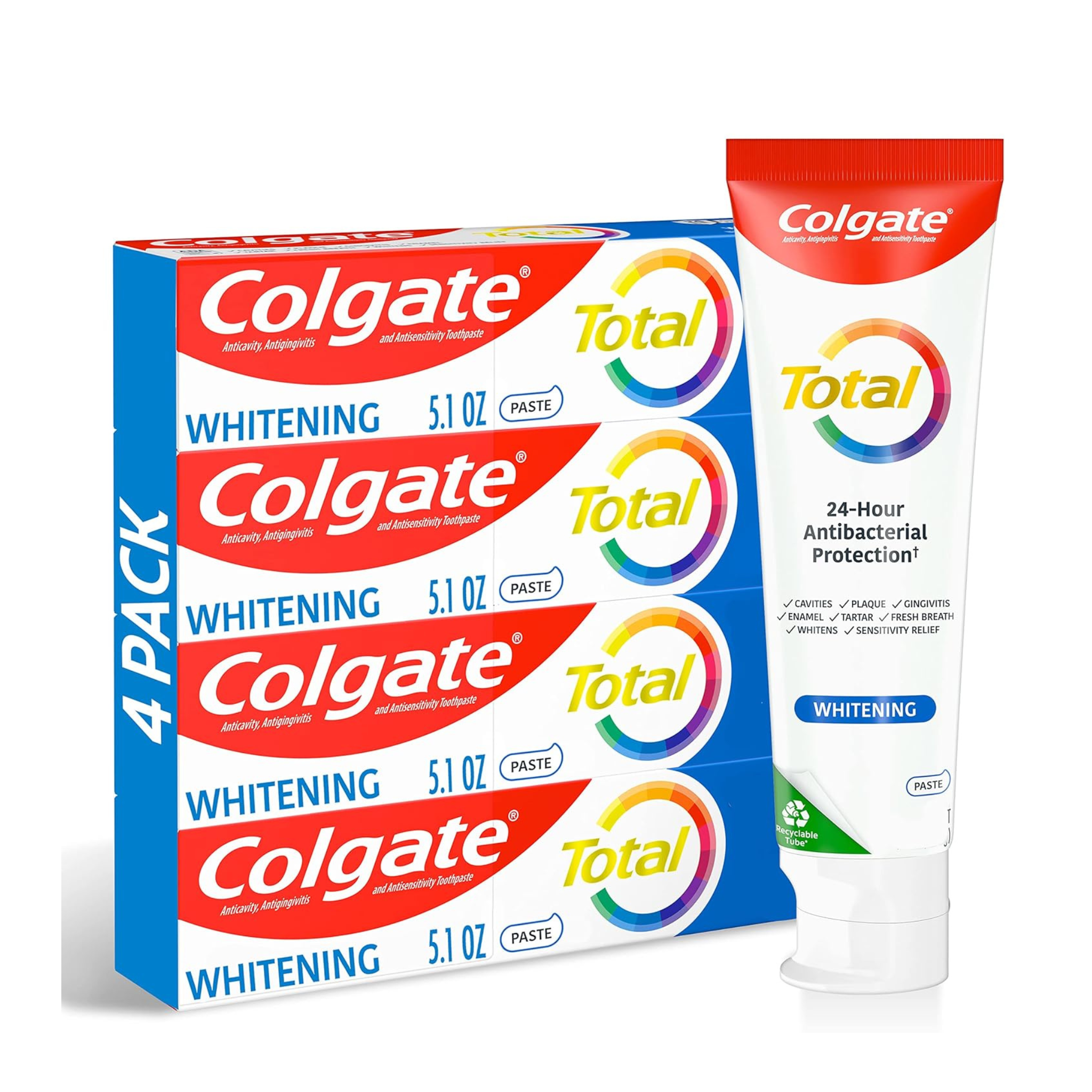 4 Pack Of Colgate Total Whitening Mint Toothpaste