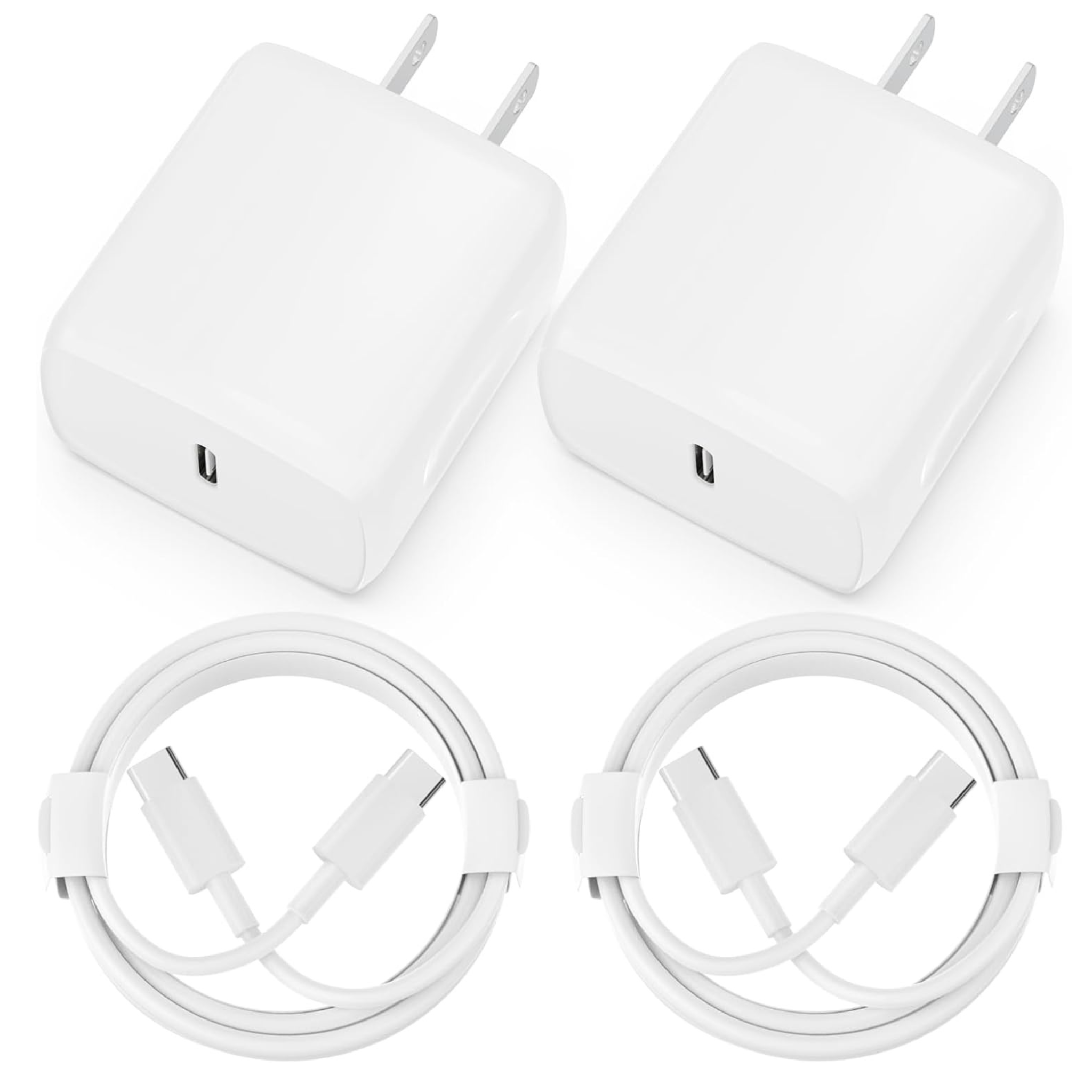 Pack of 2 USB C Chargers with 6-Ft Cables