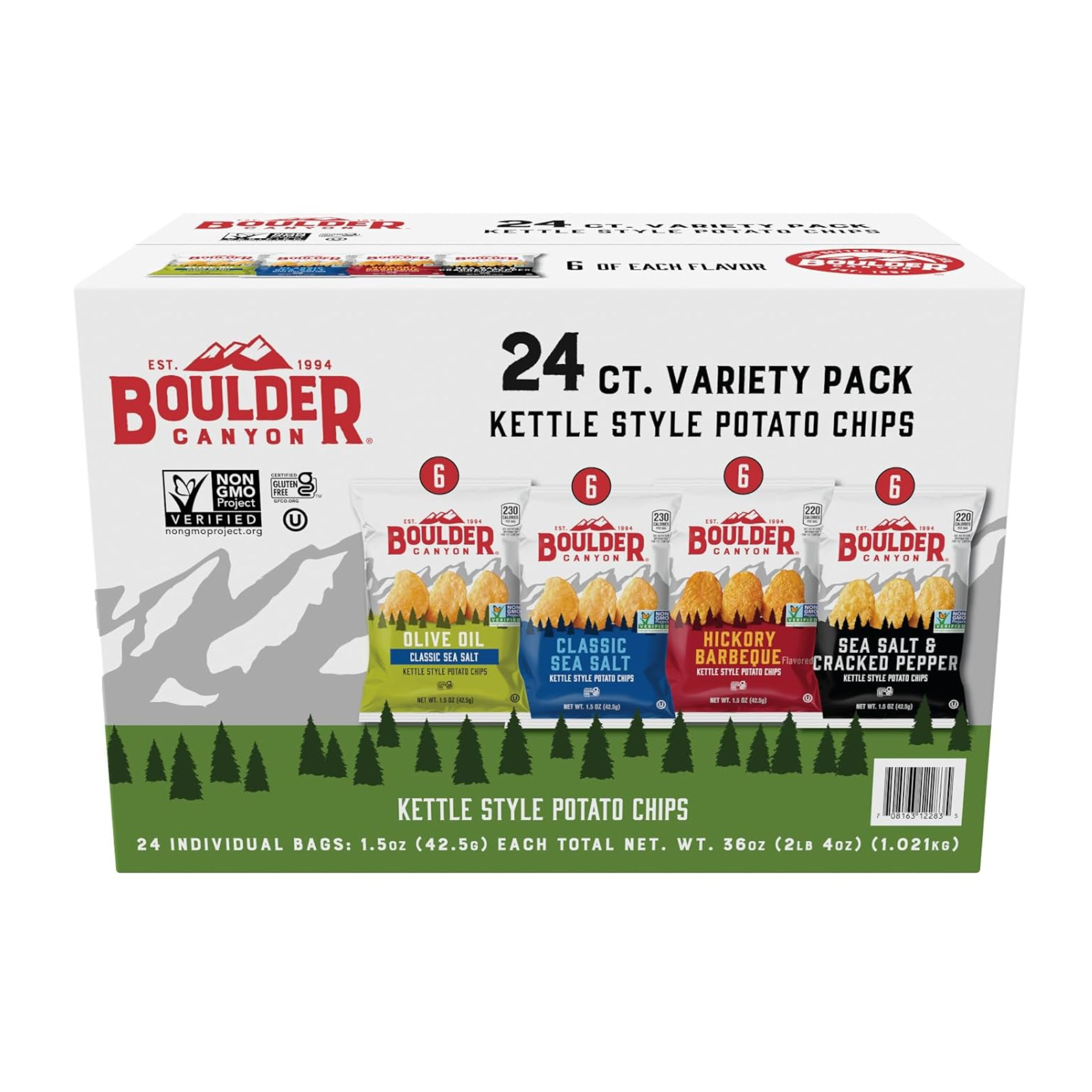 24 Snack Bags Of Boulder Canyon Potato Chip Variety Pack
