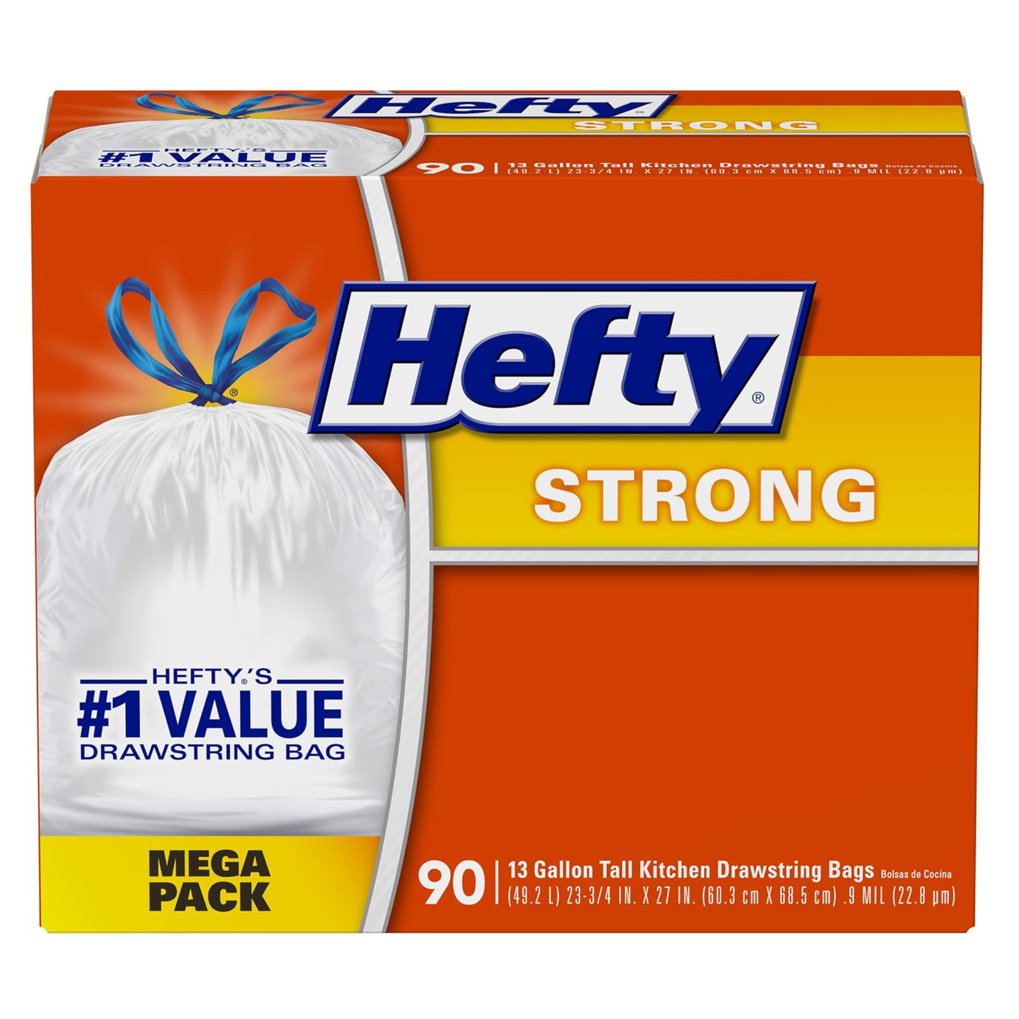 13-Gal Hefty Tall Kitchen Trash Bags: 80-Count Ultra Strong or 90-Count Strong