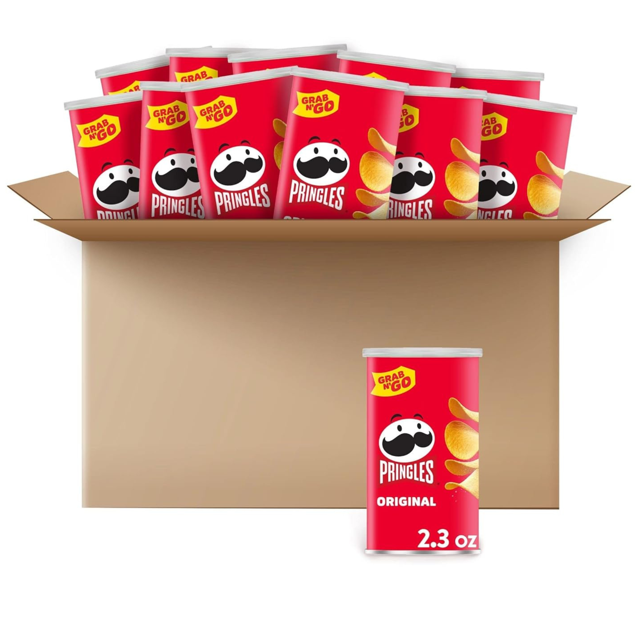 Pringles Potato Crisps Chips, Grab N’ Go, Original (12 Cans)