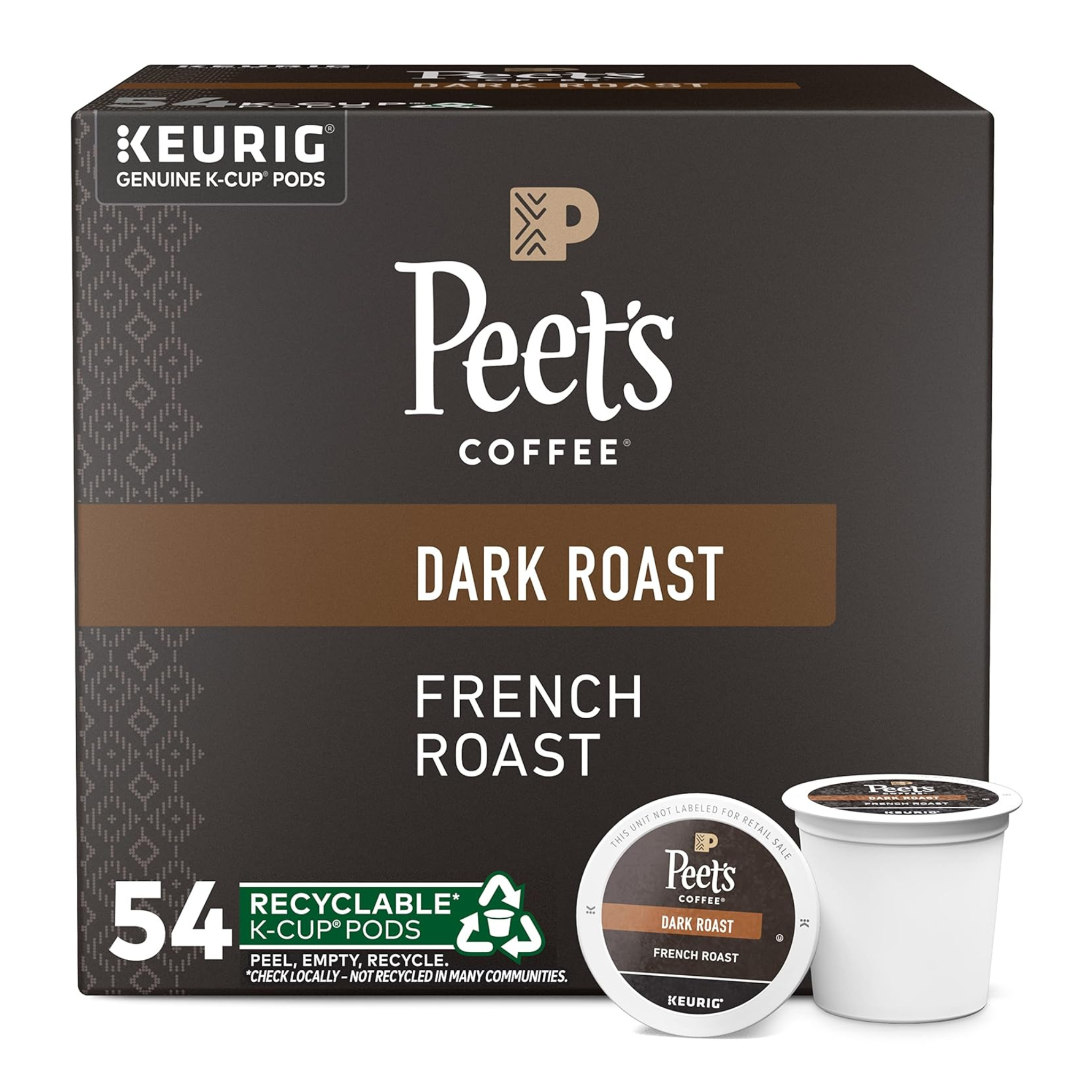 54-Count Peet's Coffee K-Cup Pods (French Roast or Cafe Domingo)