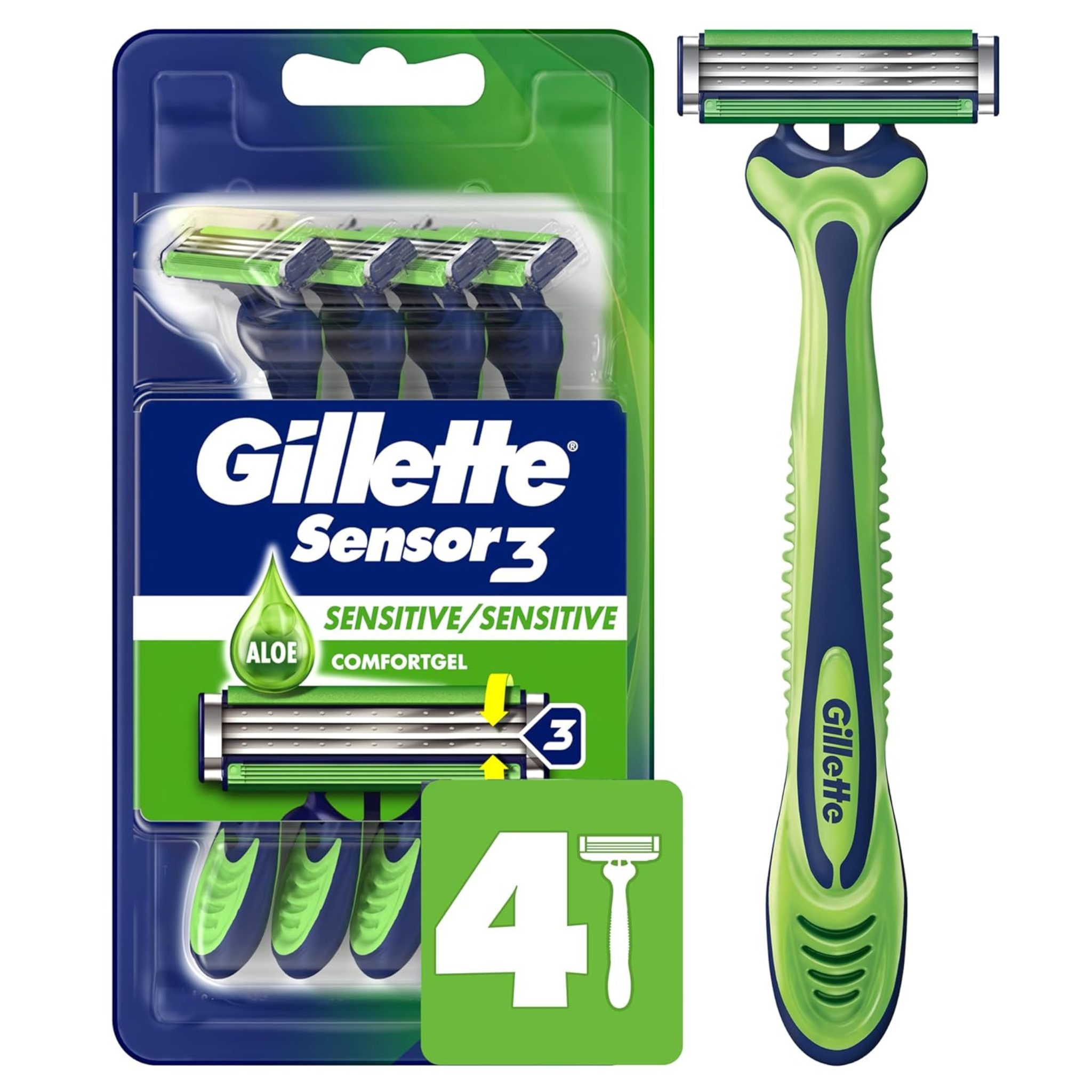 4-Count Gillette Sensor3 Sensitive Men's Disposable Razor w/ Aloe