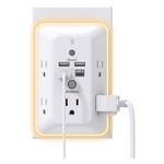 5-Outlet Addtam Surge Protector w/ USB-A, USB-C, & Night Light