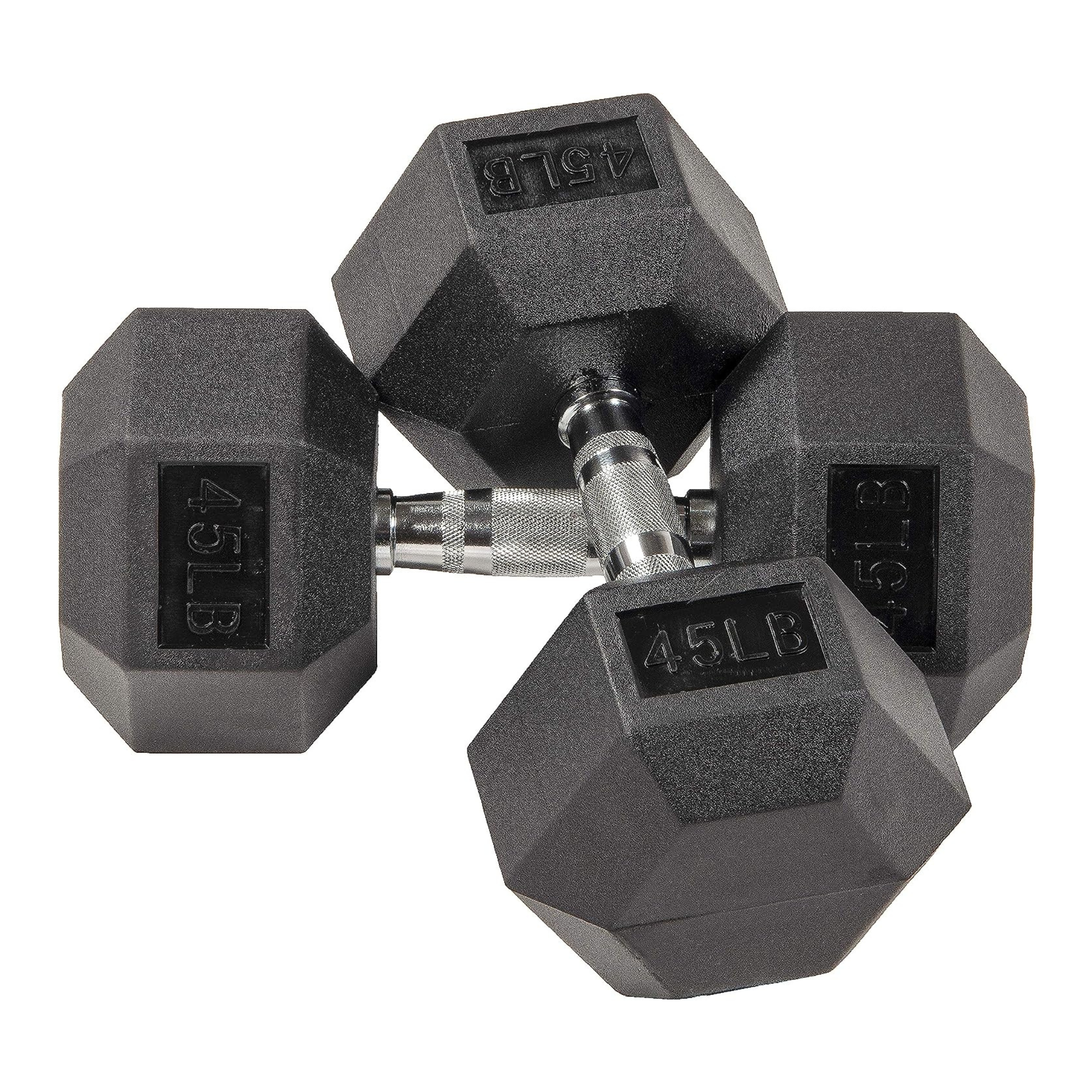 90-Lbs (2x 45-Lb) BalanceFrom Rubber Coated Hex Dumbbells