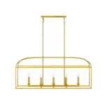 KAWOTI 40 in. 8-Light Gold Caged Kitchen Island Pendant Chandelier