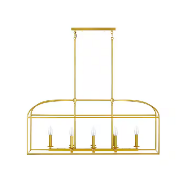 KAWOTI 40 in. 8-Light Gold Caged Kitchen Island Pendant Chandelier
