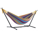 Vivere Double Cotton Hammock with Space Saving Steel Stand