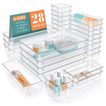 28-Pack Clear Drawer Organizers