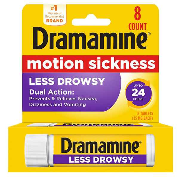 8-Count Dramamine Motion Sickness Long Lasting Relief Less Drowsy