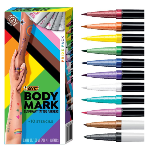 BIC 11-Count Temporary Tattoo Markers w/ 10 Stencils