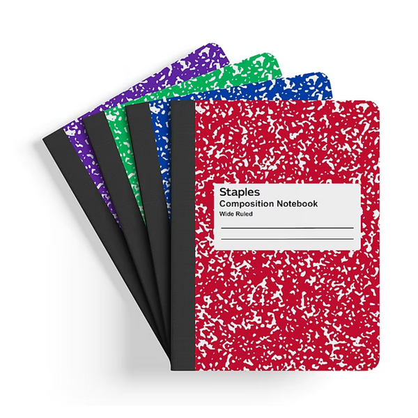 Staples 7.5" x 9.75" Wide Ruled 100 Sheets Composition Notebook