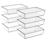6-Pack Clear Plastic Drawer Organizer Bins