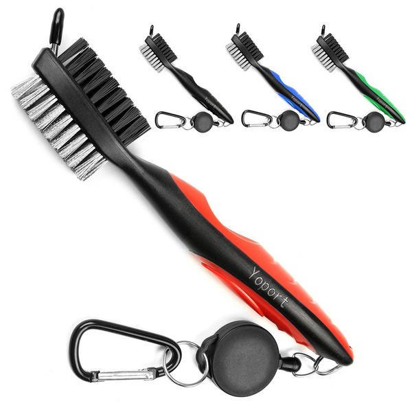 Yoport Golf Club Brush and Club Groove Cleaner w/ 2ft Zip-line Carabiner