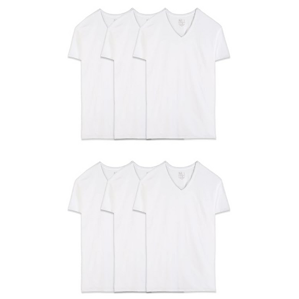 6-Pack Fruit of the Loom Men's Eversoft 100% Cotton V-Neck Undershirts