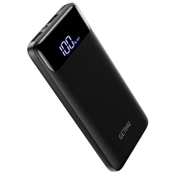 10000mAh USB C Portable Power Bank with 3 Charging Ports & Flashlight