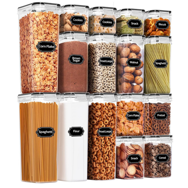 16-Piece Airtight Food Storage Container Set with Labels and Marker