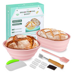 Set of 2 Proofing Basket, Silicone Sourdough Bread Baking Supplies