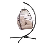Barton Powder Coated Steel Frame Black Wicker Egg-Shaped Swing Chair