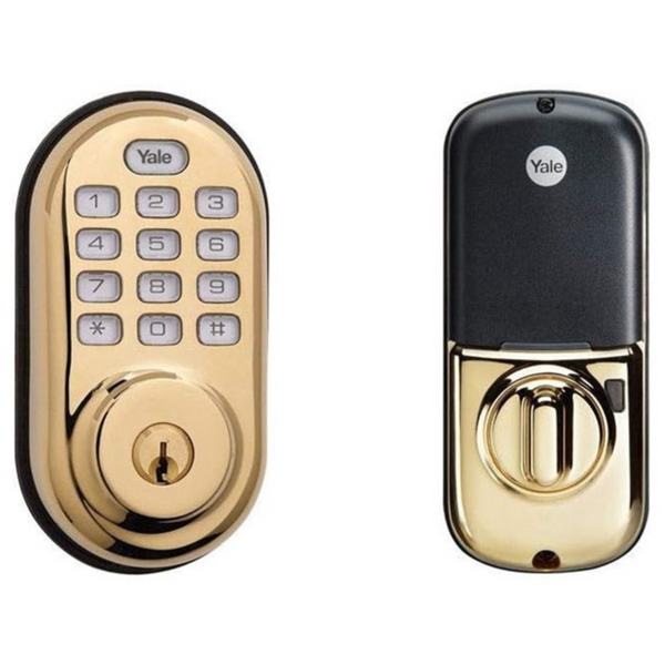 Yale Security Electronic Push Button Deadbolt w/ Zwave Technology (Brass)
