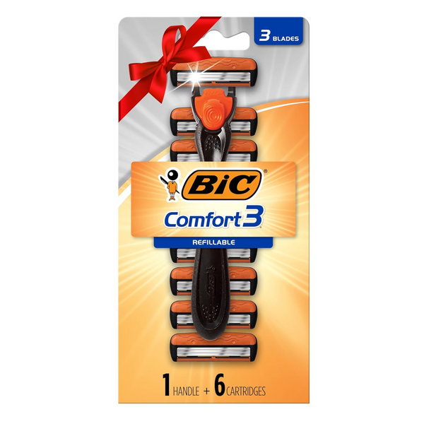 7-Piece BIC Men's Comfort 3 Refillable Three-Blade Disposable Razor Set