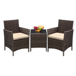 3 Pieces Outdoor PE Rattan Wicker Patio Furniture Set