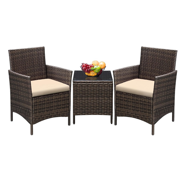 3 Pieces Outdoor PE Rattan Wicker Patio Furniture Set