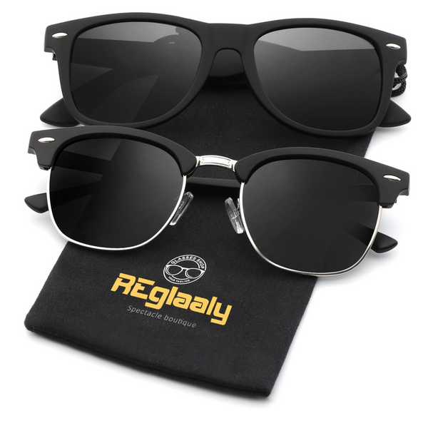 2-Pairs Reglaaly Unisex Polarized Sunglasses with UV Blocking Frame