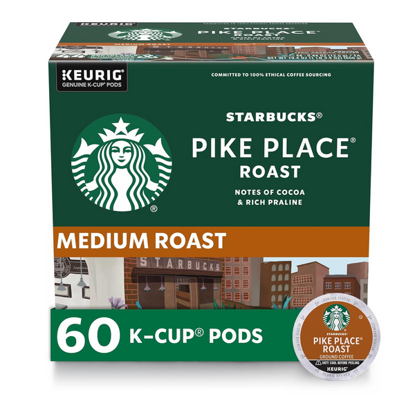 60-Ct Starbucks Pike Place Roast K-Cup Coffee Pods (Medium Roast)